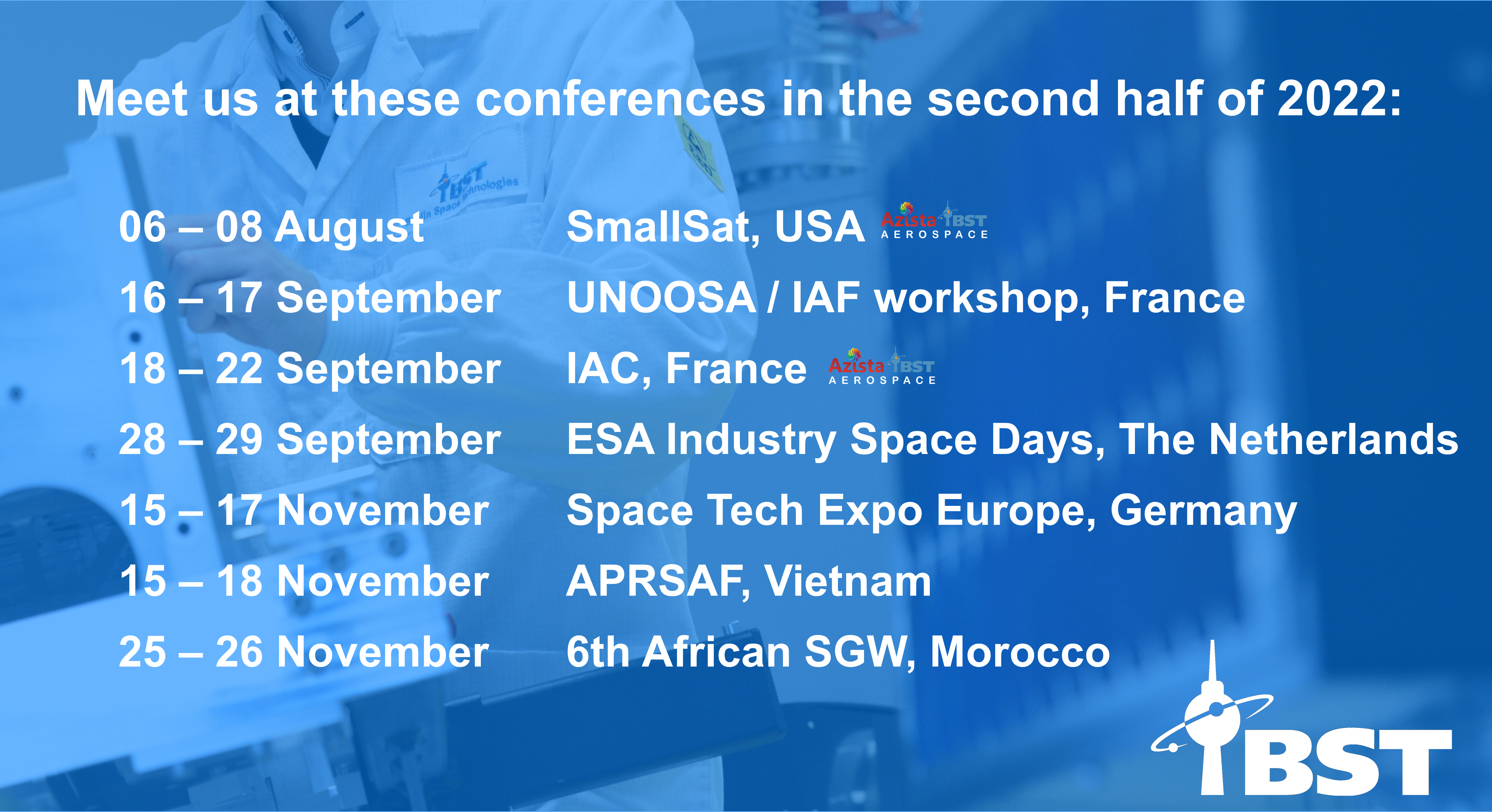 Upcoming conferences in the second half of 2022